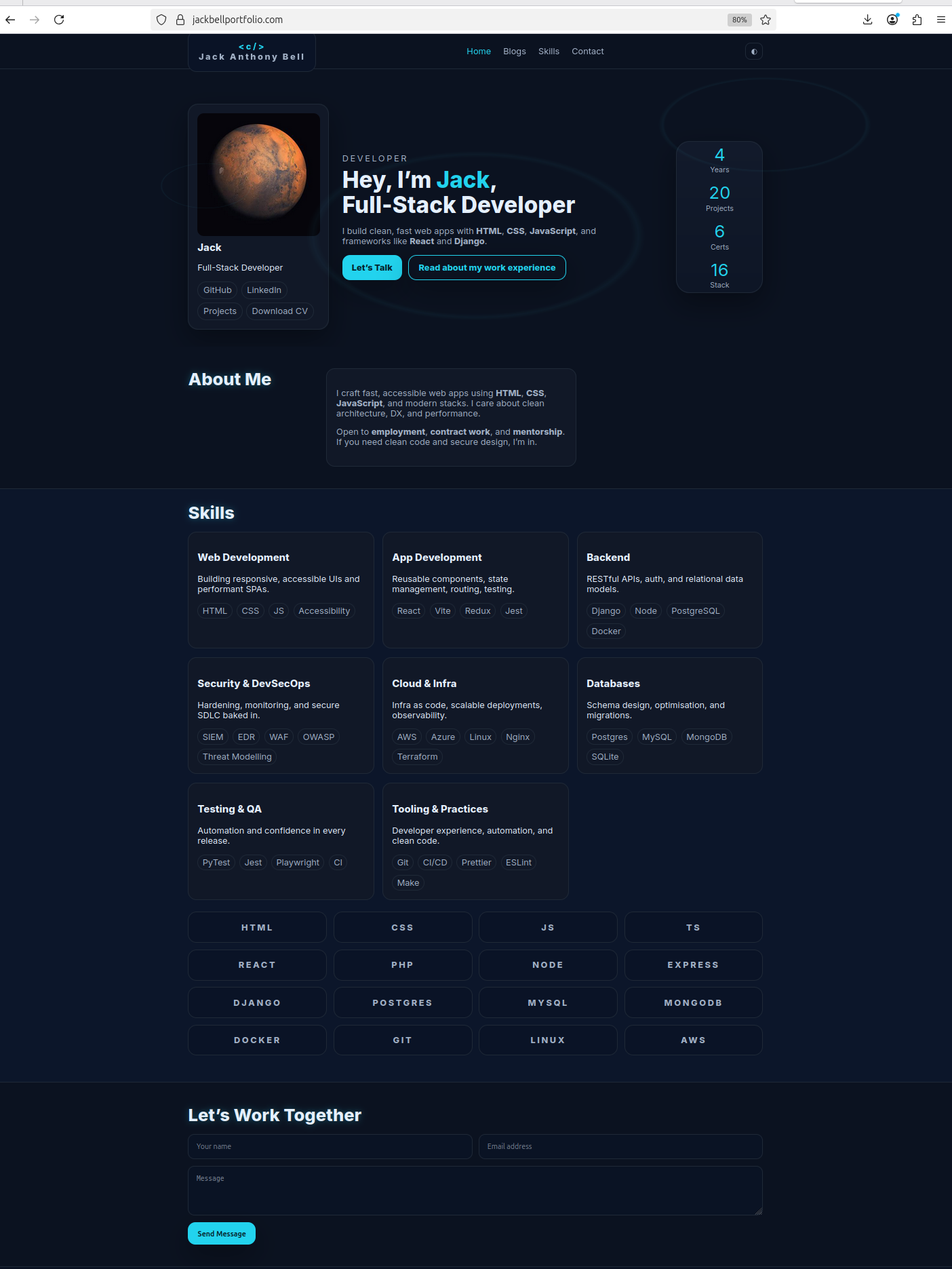 Building jackbellportfoilo.com screenshot 3